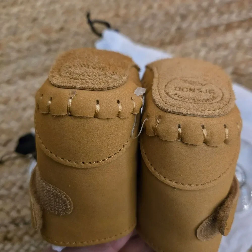 DONSJË AMSTERDAM Kapi Classic Booties | Lion | Caramel Nubuck 0-6mos‎ NWT